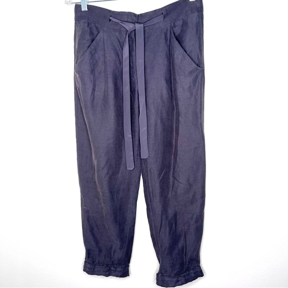 Wilfred Aritzia Linen and Lyocell Cuffed Cropped Trousers grey purple 2 #5 - Picture 1 of 6